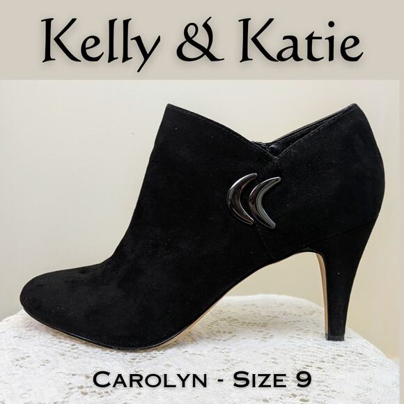 Kelly & Katie Stiletto Booties 9 Carolyn Black Faux Suede Dressy Baddie - Picture 1 of 11
